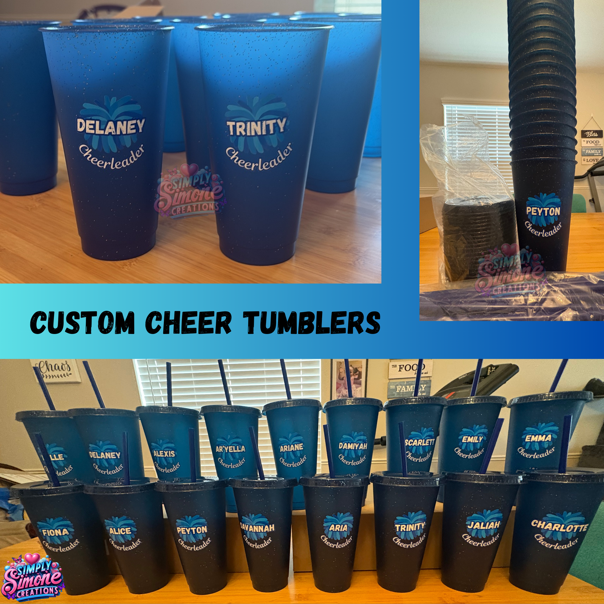 Custom Cheerleader Tumbler – Personalized with Name & Team Colors 📣✨