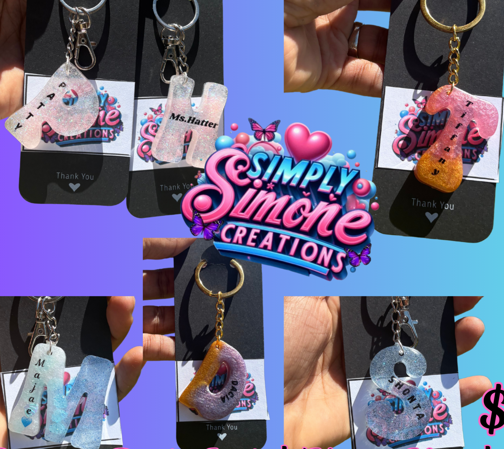 Personalized Resin Letter Keychains