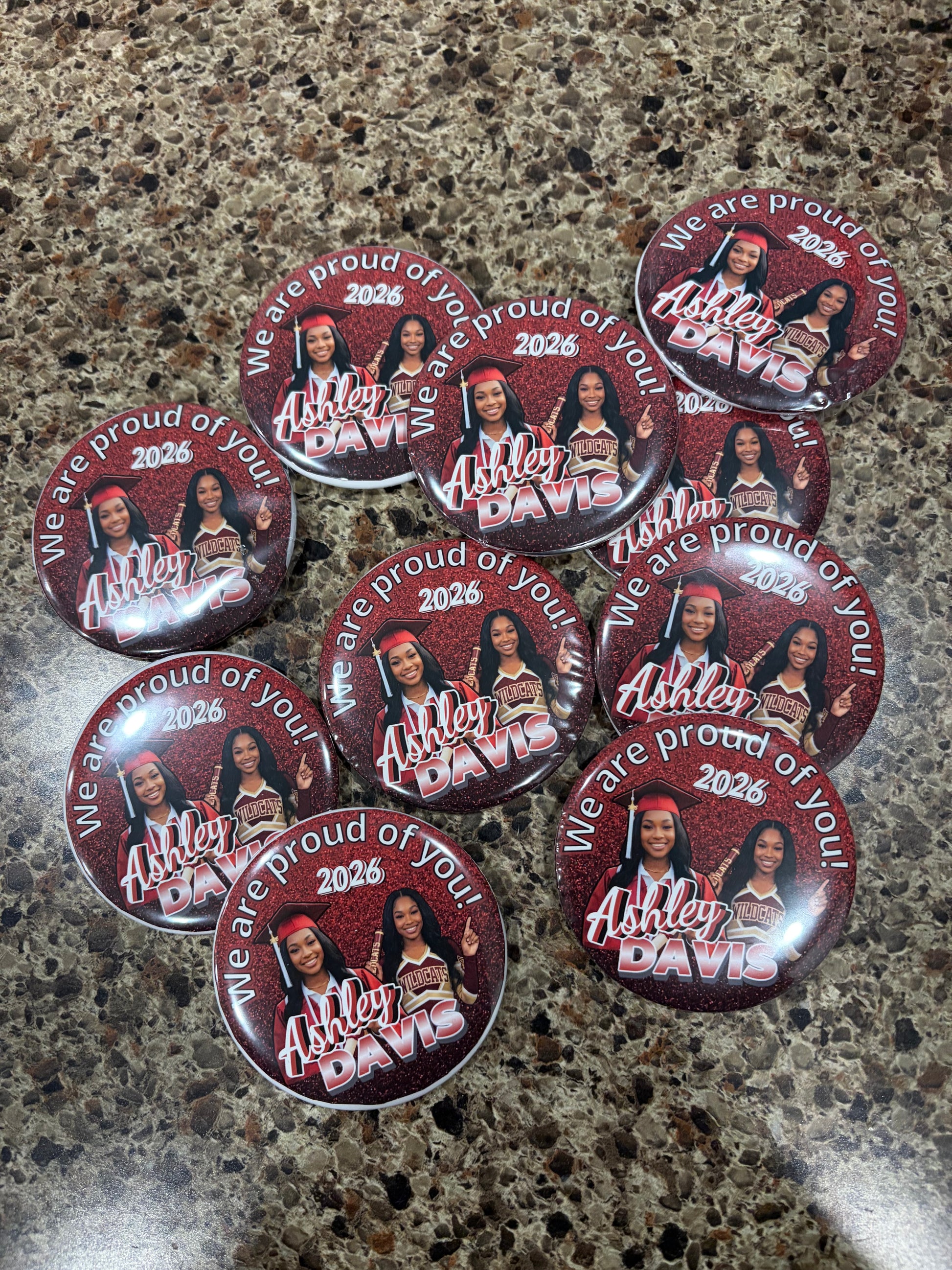 Custom Buttons: Memorial, Graduation, Sports - Single
