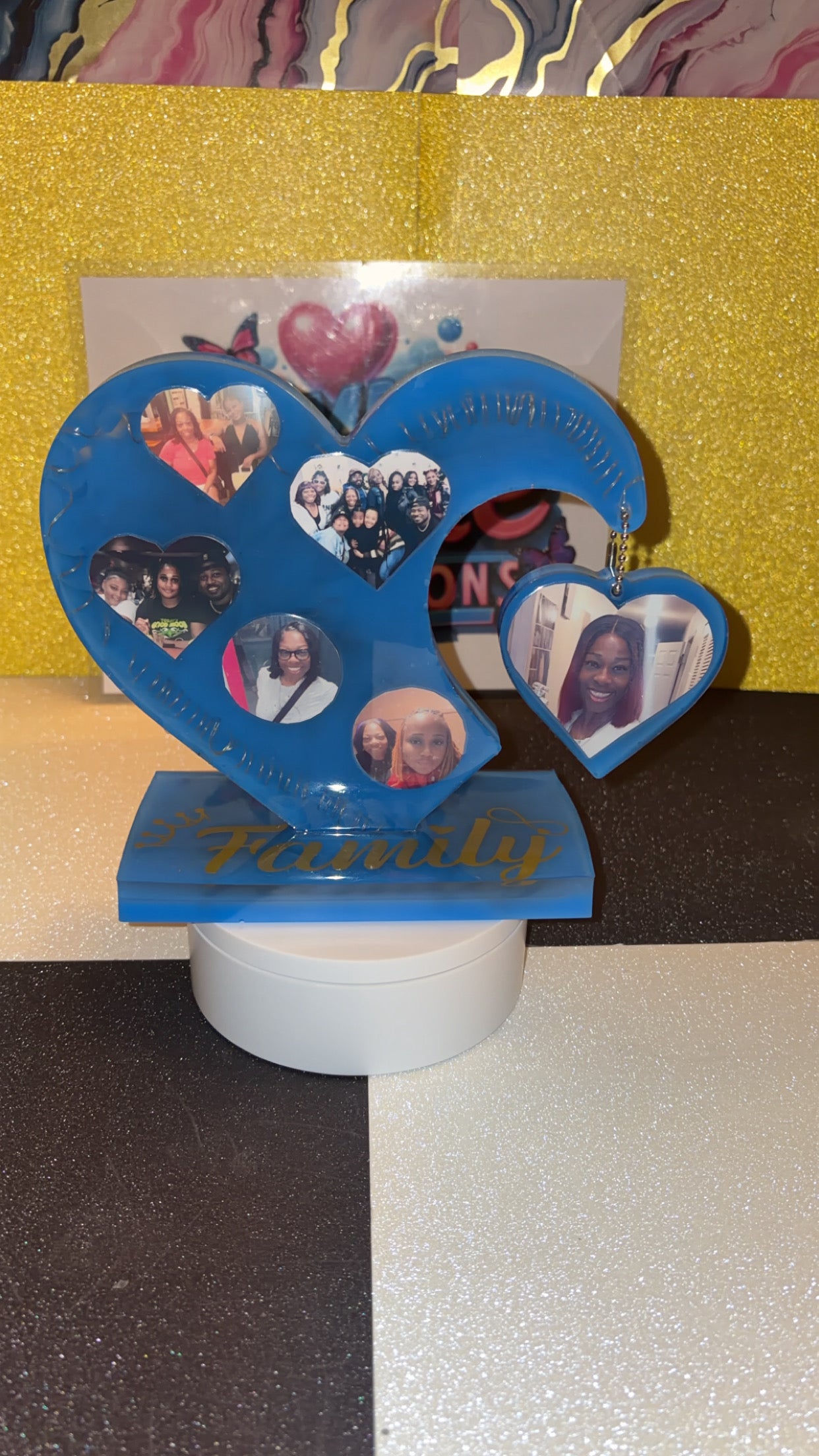 Custom Resin Heart Keepsake with Photo & LED Lights