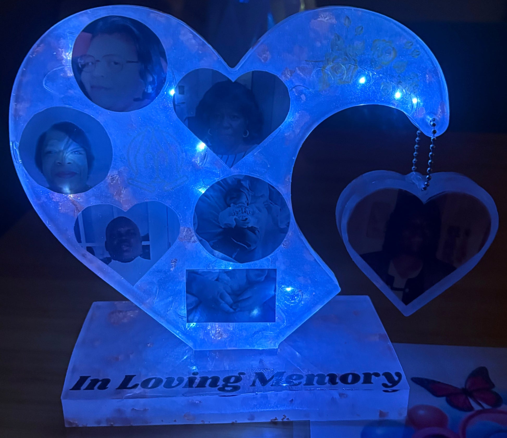 Custom Resin Heart Keepsake with Photo & LED Lights