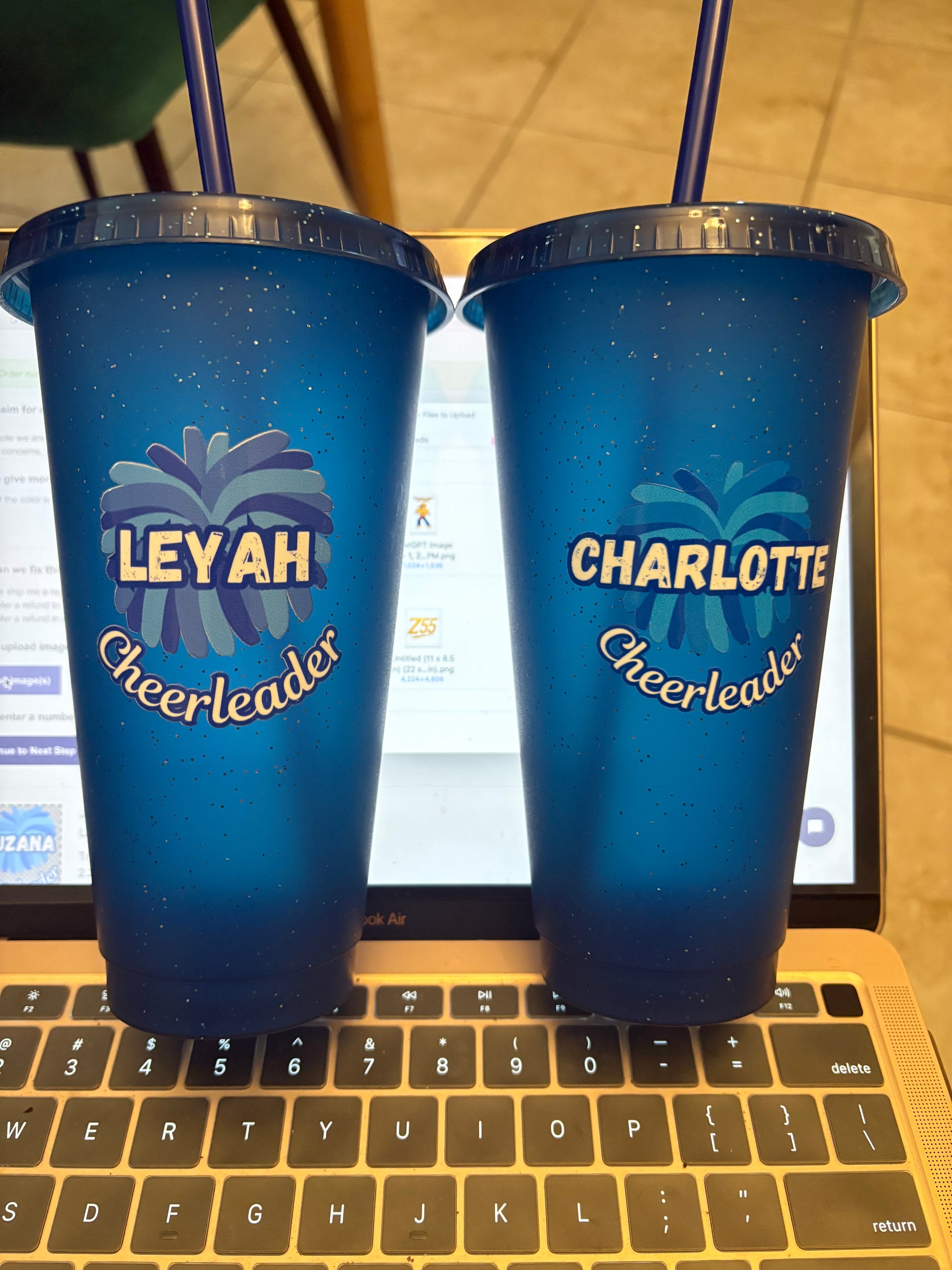 Custom Cheerleader Tumbler – Personalized with Name & Team Colors 📣✨