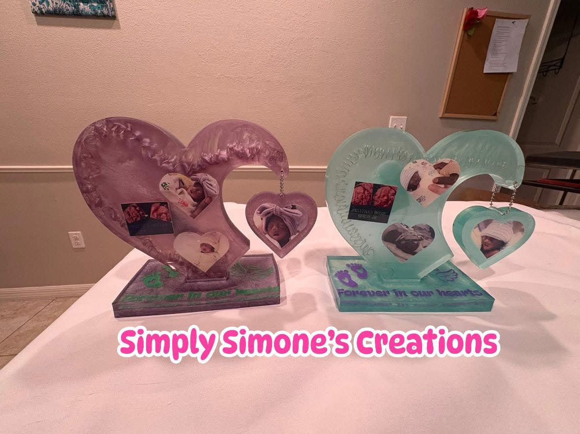 Custom Resin Heart Keepsake with Photo & LED Lights