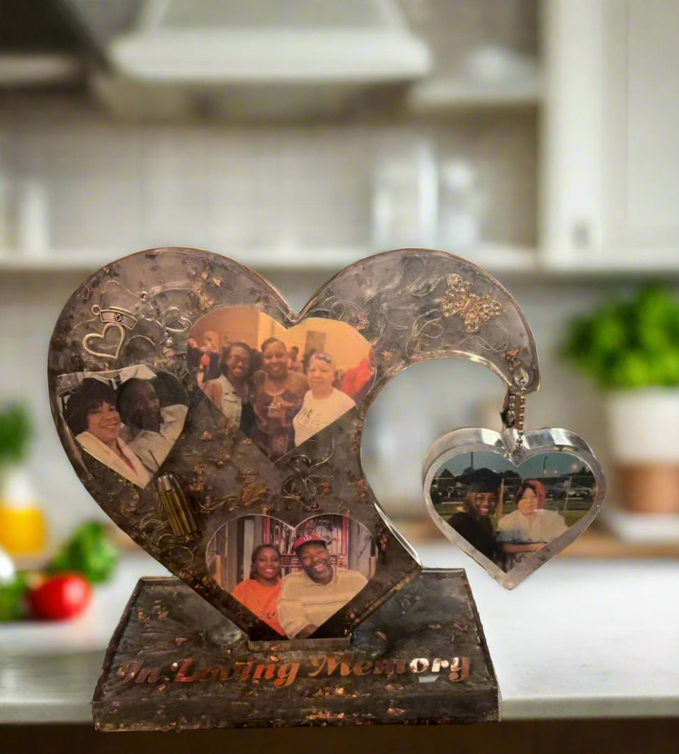 Custom Resin Heart Keepsake with Photo & LED Lights