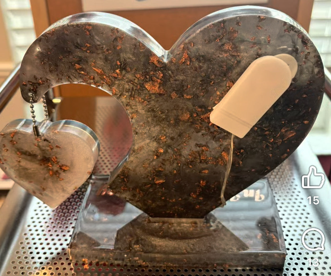Custom Resin Heart Keepsake with Photo & LED Lights